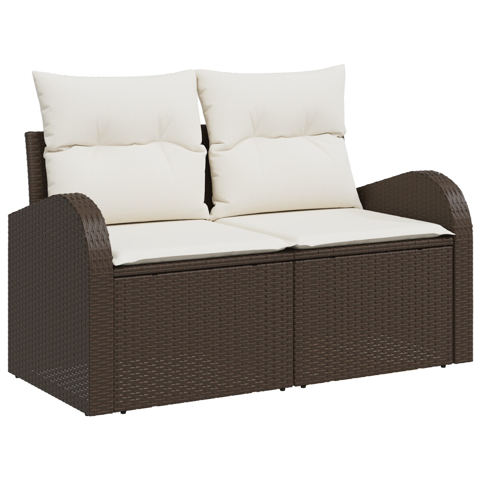 Set di divano da giardino di 7 pezzi con cuscini - Rattan poliestere marrone - immagine 4