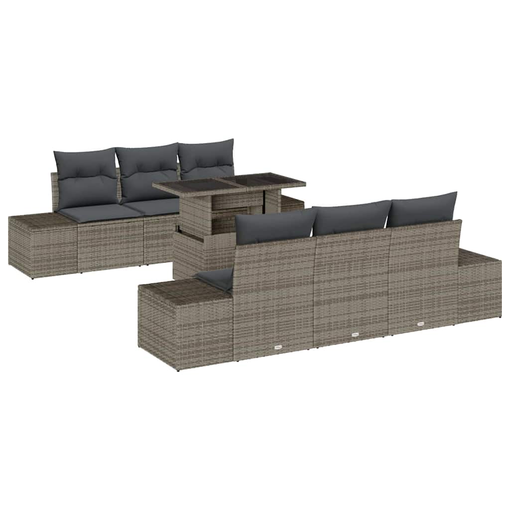 Set di divani 7 pcs Beige e Grigio Chiaro polyrattan - immagine 2