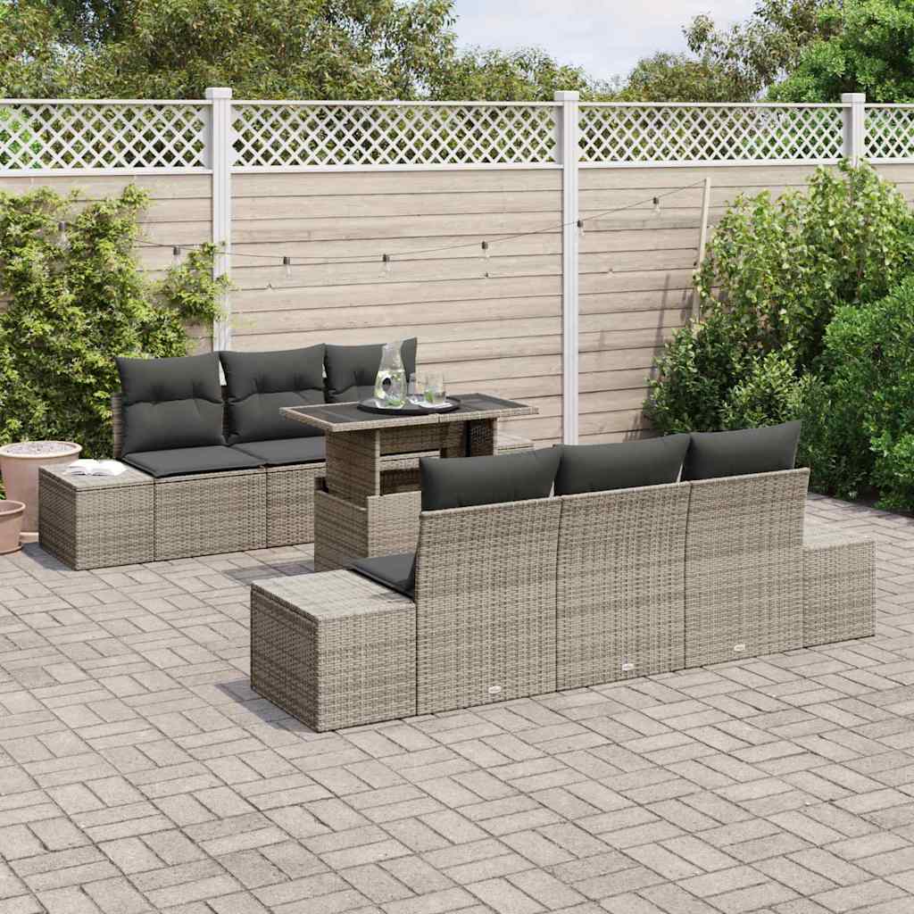 Set di divani 7 pcs Beige e Grigio Chiaro polyrattan - immagine 3