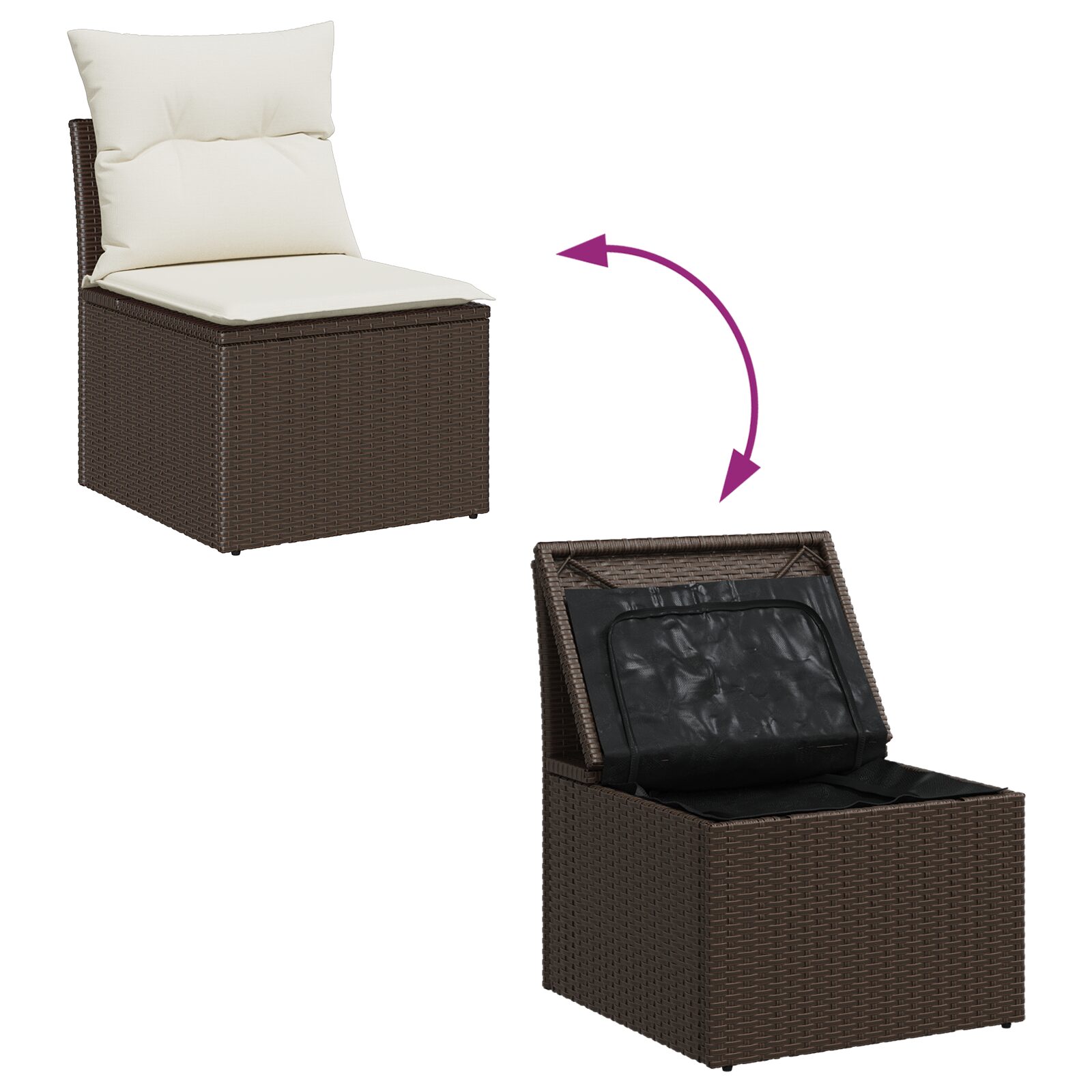 Set Divano da Giardino 8 Pezzi con Cuscini in Rattan Marrone - immagine 9