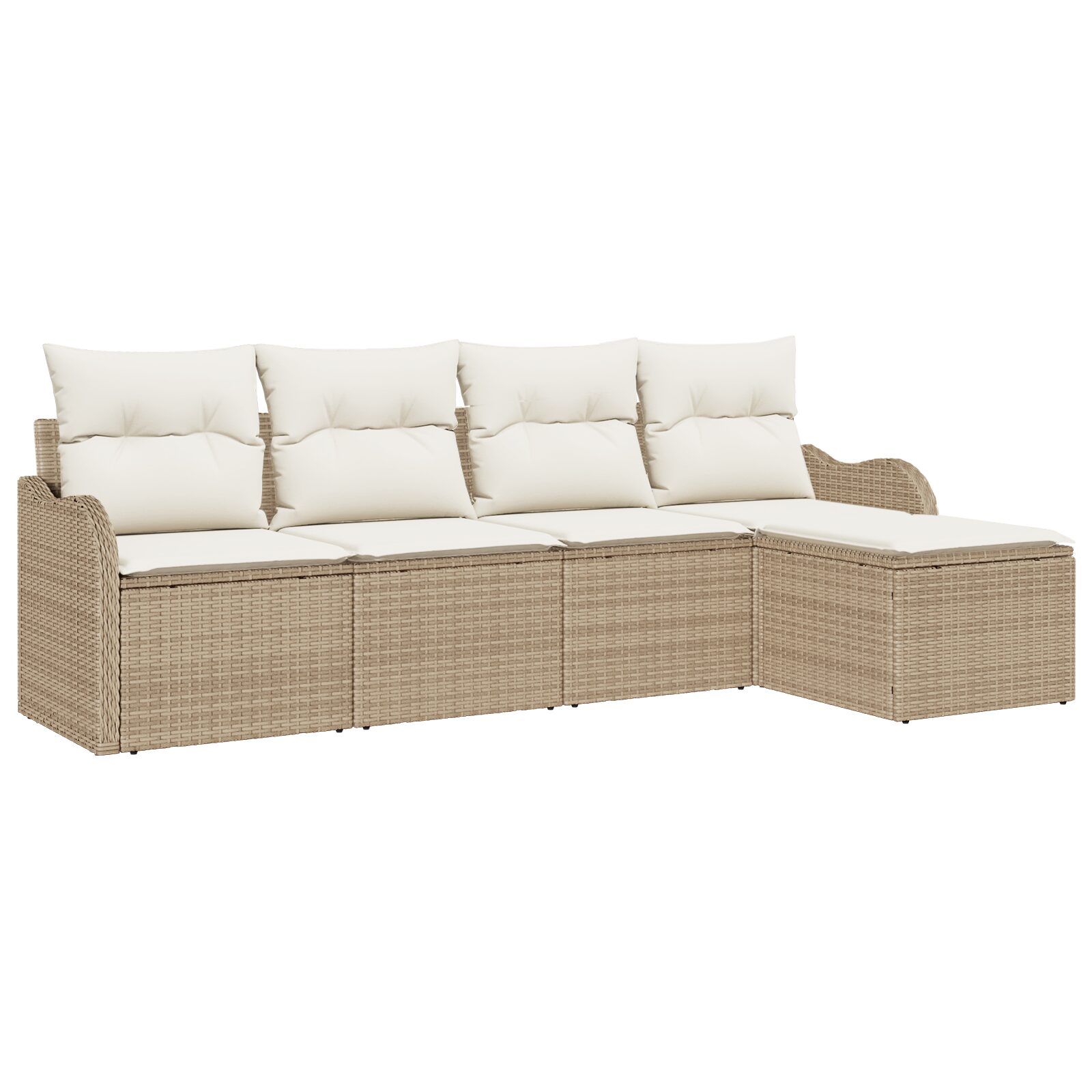 Set divani giardino 5 pezzi con cuscini beige in polyrattan - immagine 2