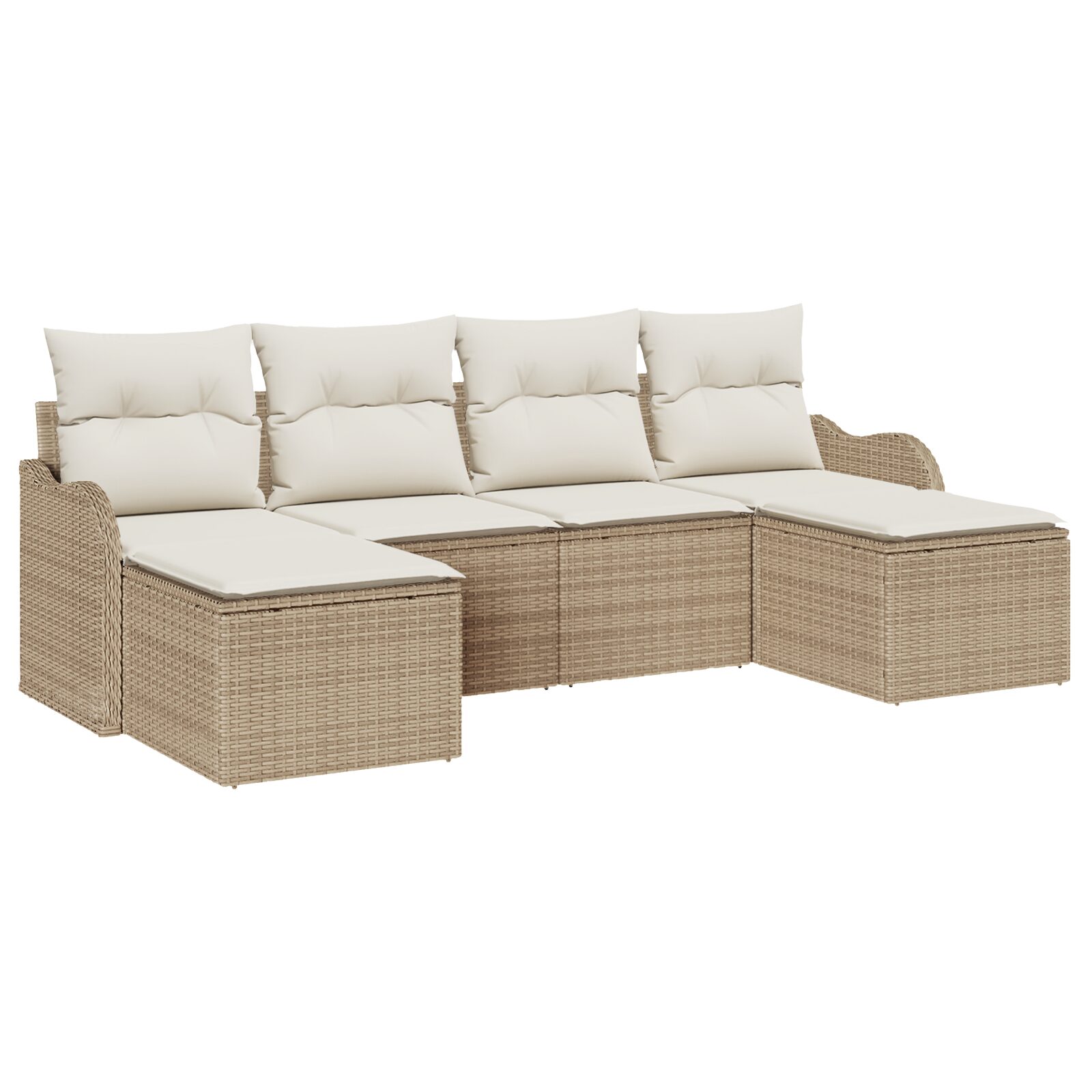 Set di divani da giardino 6 pezzi con cuscini beige in rattan polietilene - immagine 2