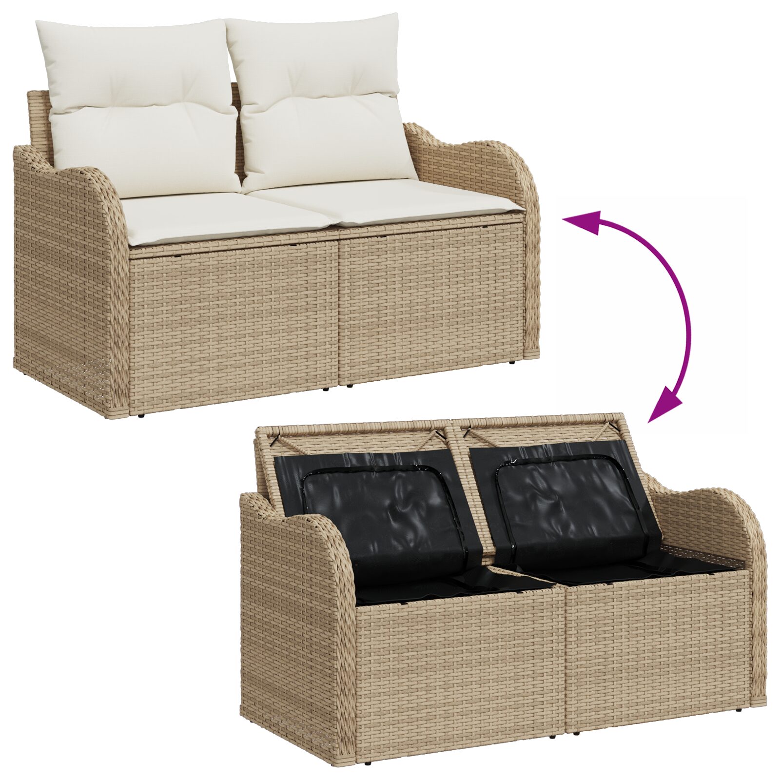Set di divani da giardino 6 pezzi con cuscini beige in rattan polietilene - immagine 9
