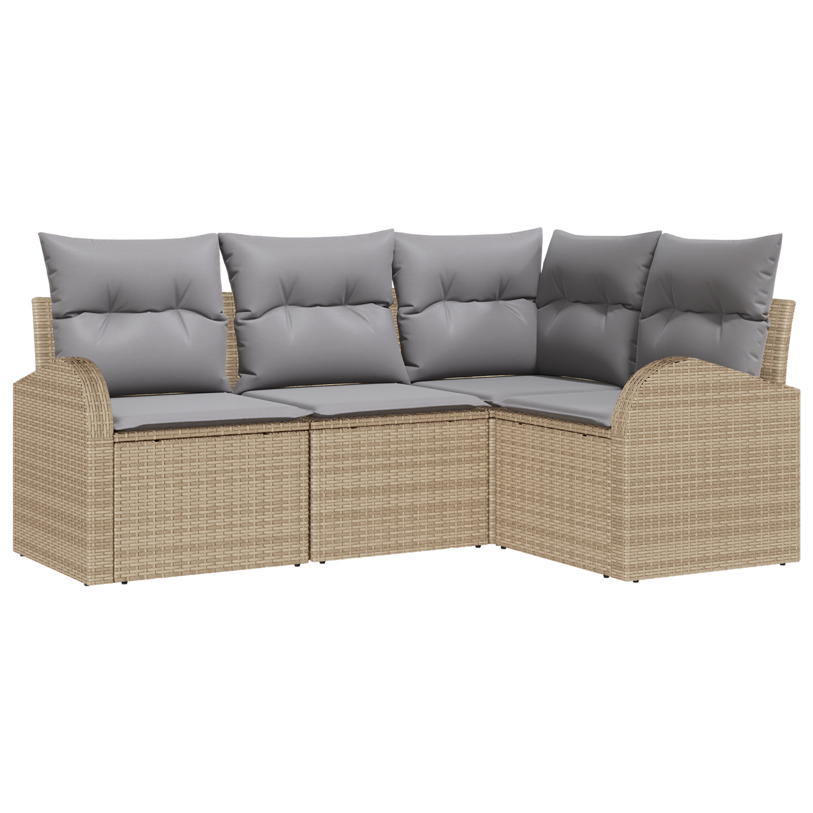 Set di divani da giardino a 4 pezzi con cuscini Beige Rattan Poliestere - immagine 2