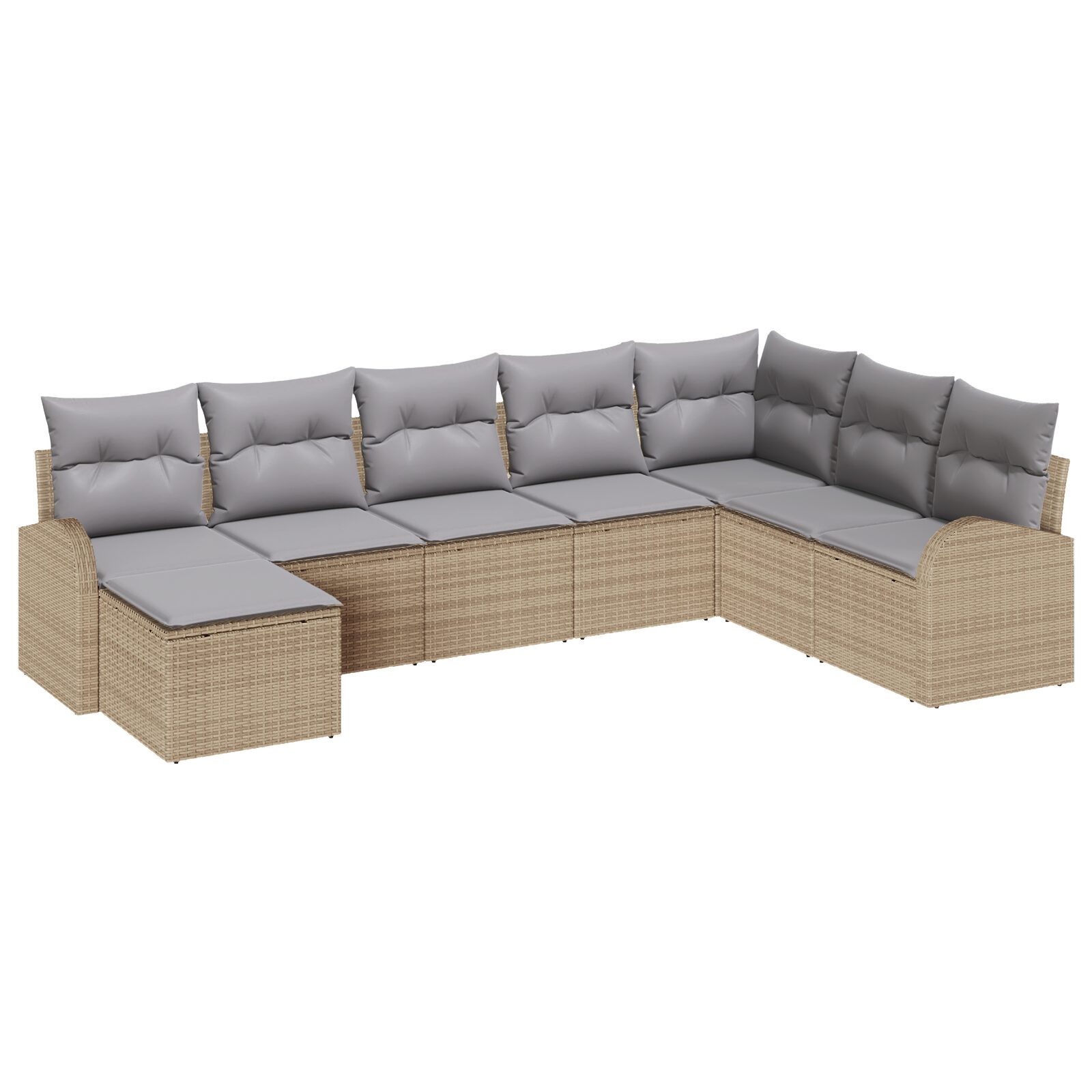 Set di Divani da Giardino da 8 Pezzi con Cuscini Beige in Rattan Poli - immagine 2
