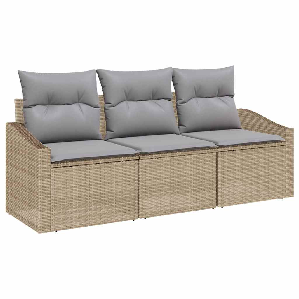 Set da Giardino 3 Pezzi con Cuscini Beige in Polyrattan - immagine 2
