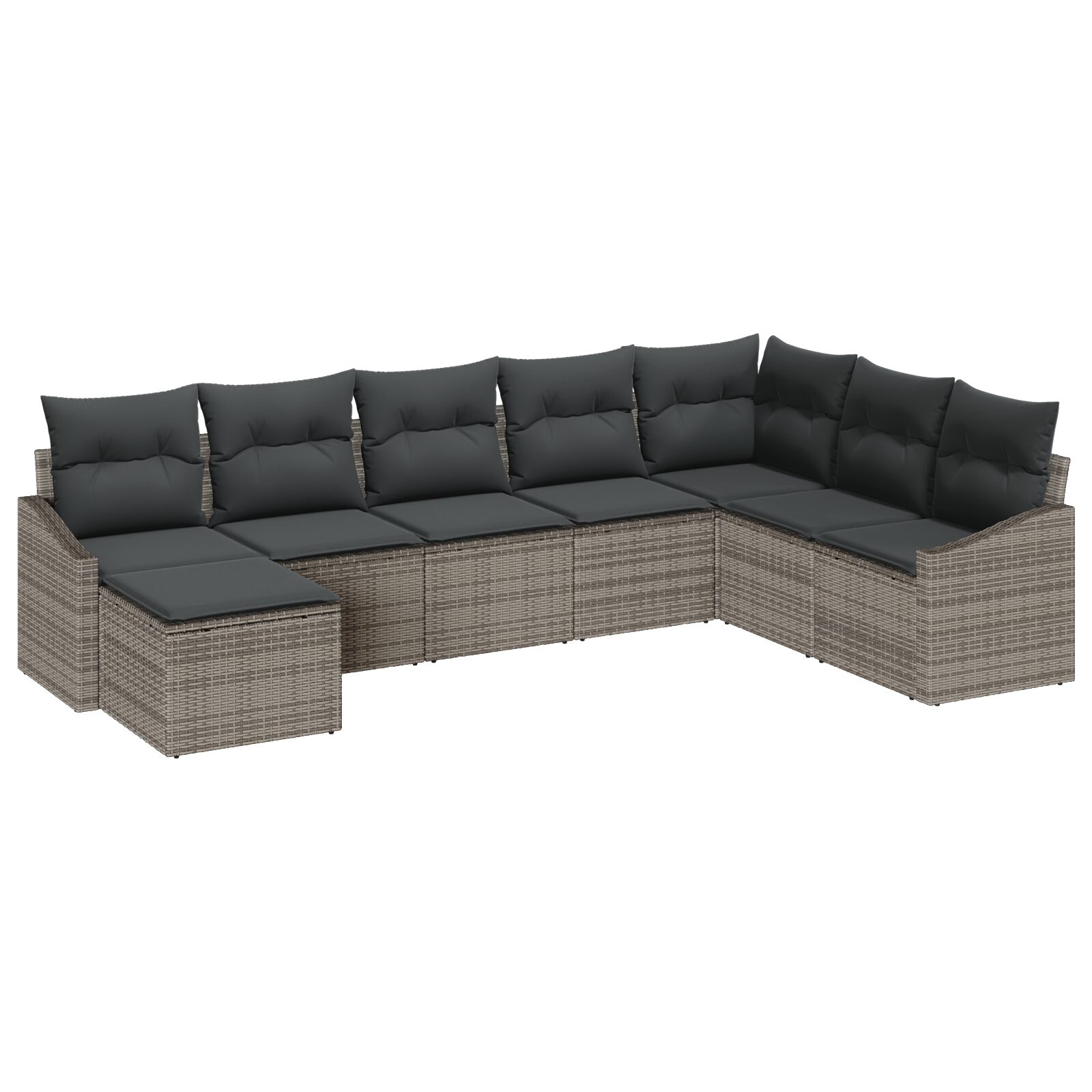 Set da Giardino da 8 Pezzi con Cuscini Grigio in Polyrattan - immagine 2
