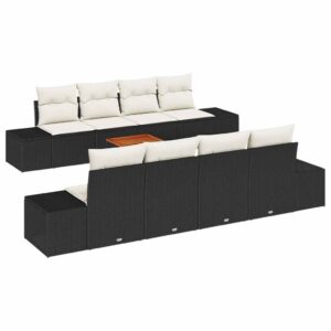 Set Divano da Giardino 7 pcs Nero e bianco