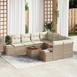 Set Divano da Giardino 9 pcs Nero e bianco