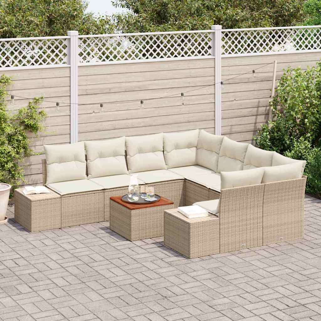 Set Divano da Giardino 9 pcs Nero e bianco - immagine 3