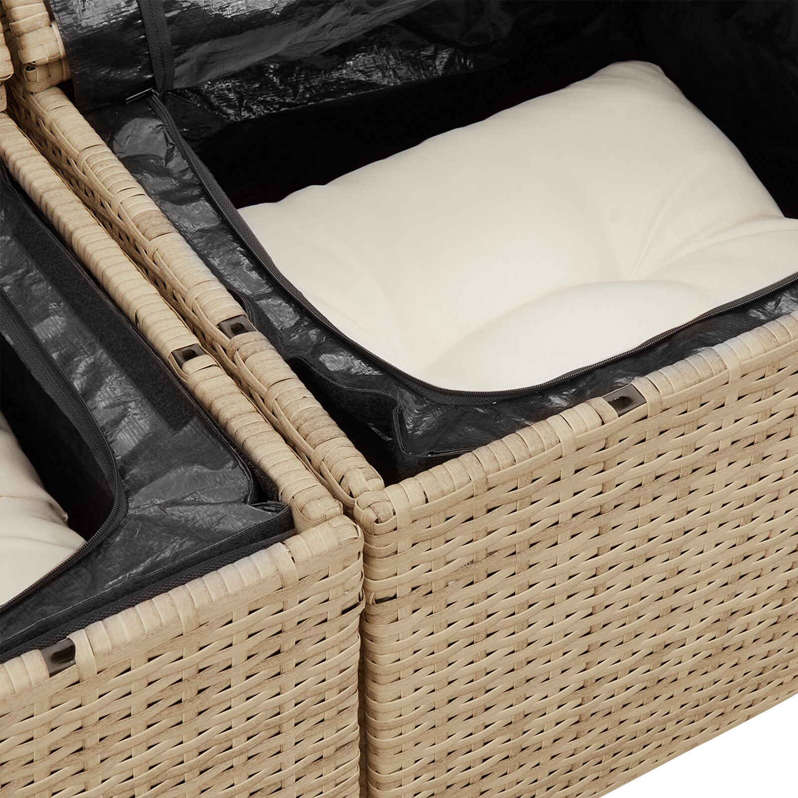 Set Divano Giardino 7 Pezzi con Cuscini Beige in Poly Rattan - immagine 7