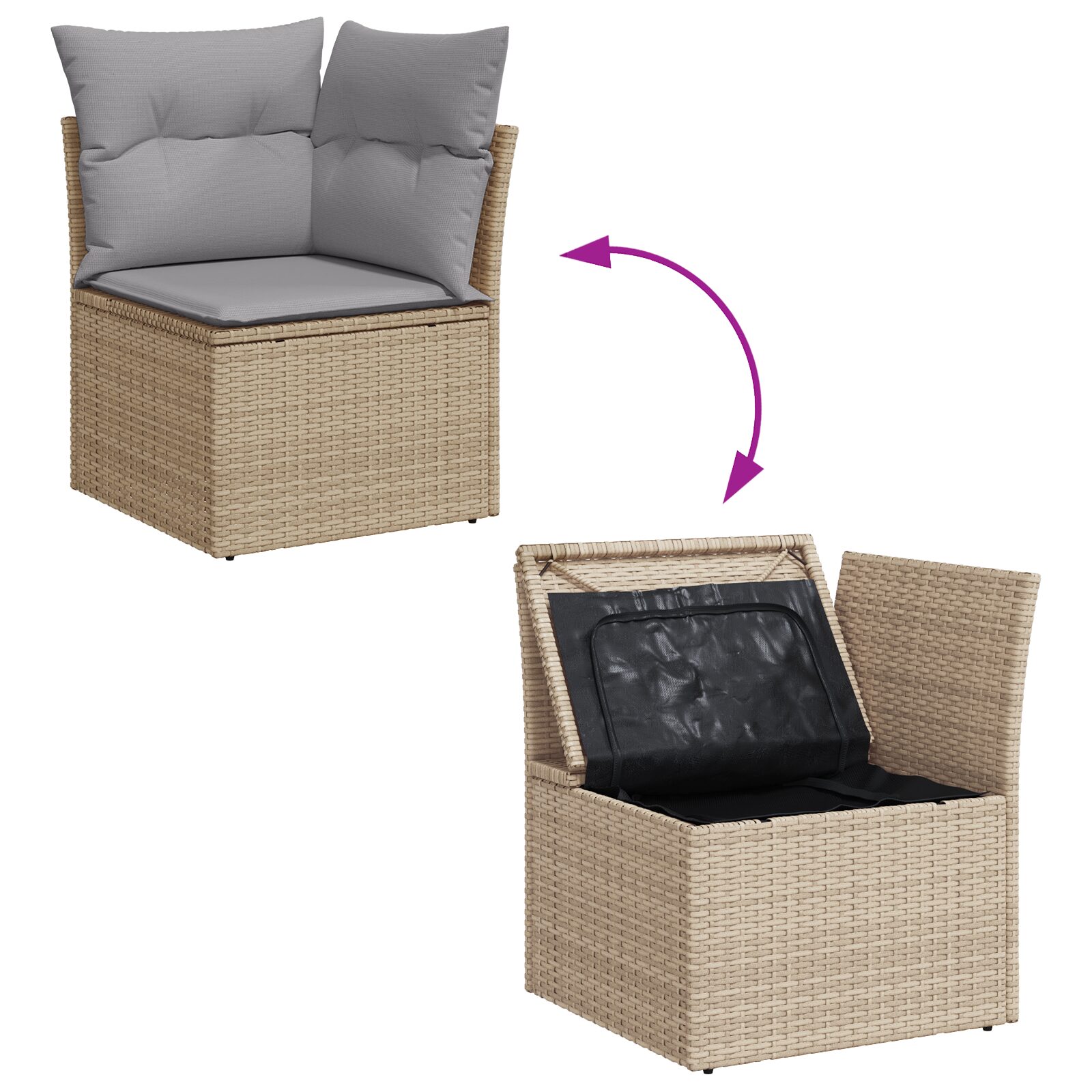 Set di Divani da Giardino da 9 Pezzi con Cuscini Polyrattan Beige - immagine 5