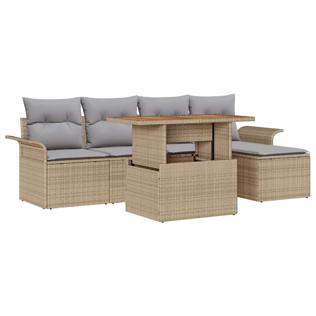 Set Divano da Giardino 6 pcs Beige Poly Rattan - immagine 2