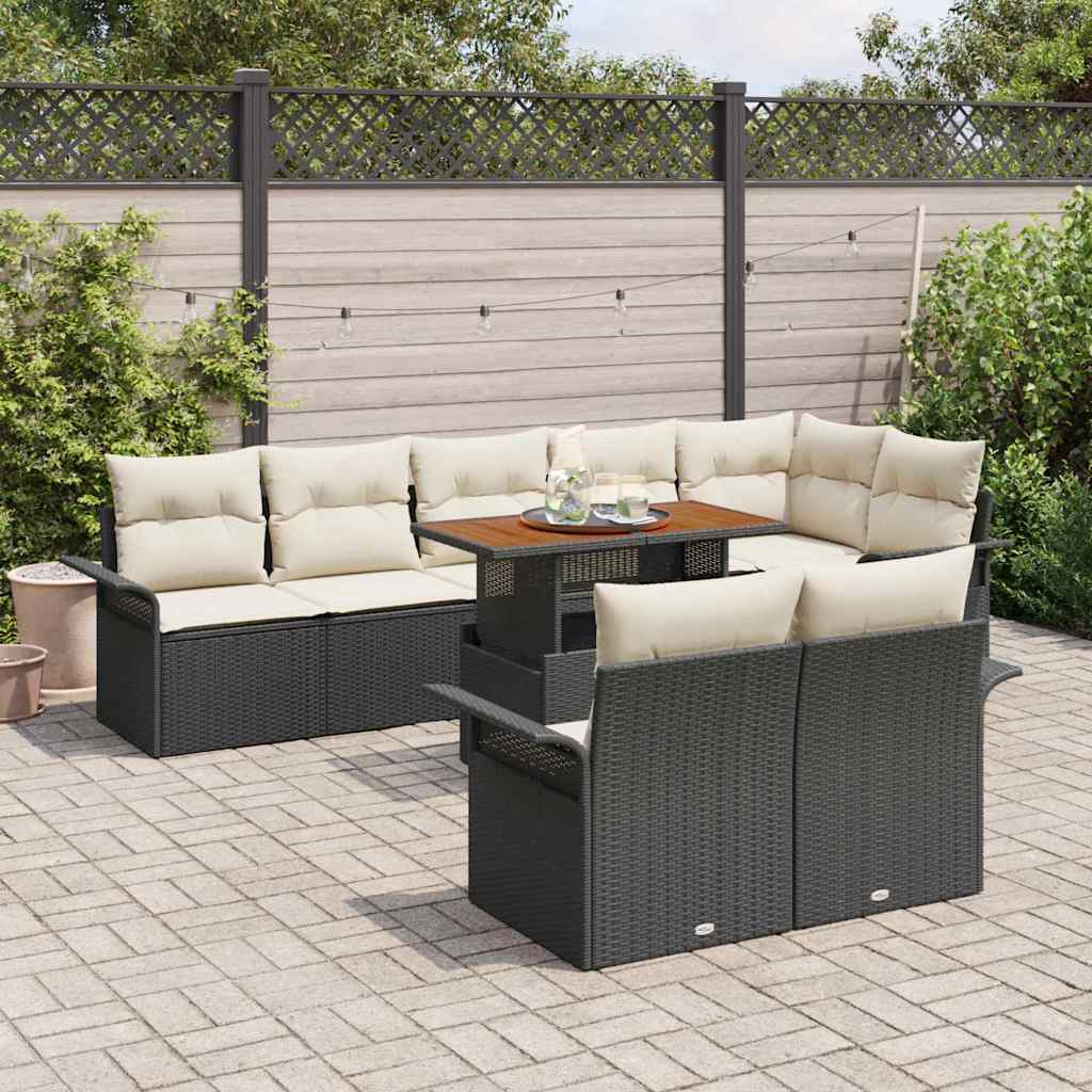 Set Divano da Giardino con archiviazione 9 pcs Nero Poly Rattan - immagine 3