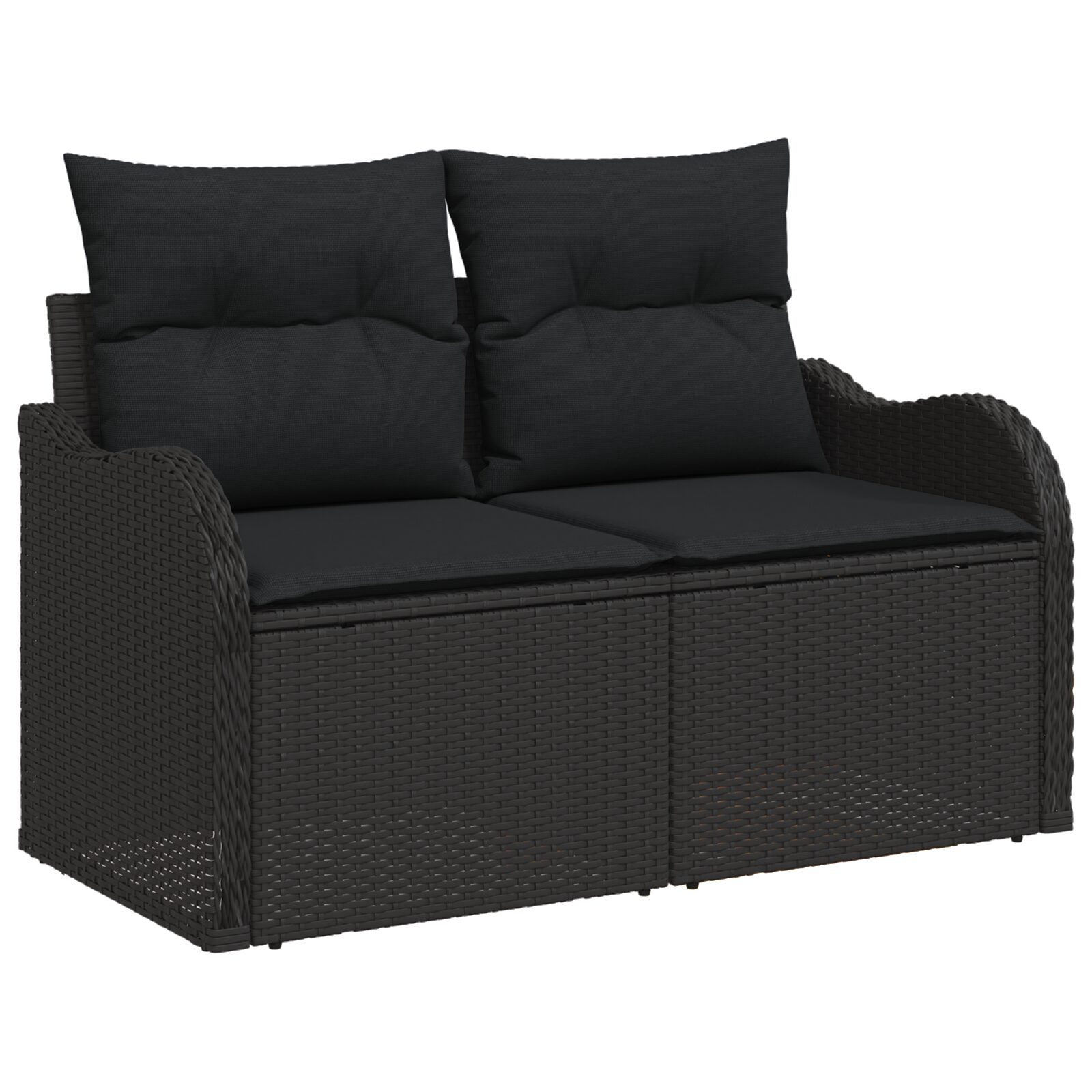 Set Divano da Giardino 6 Pezzi con Cuscini Nero Rattan Polietilene - immagine 4