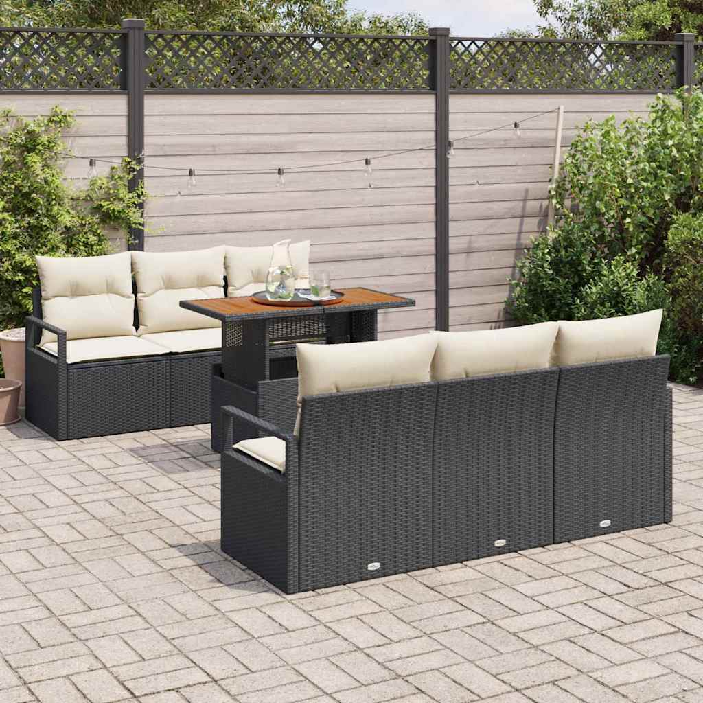 Set Divano da Giardino con archiviazione 7 pcs Nero Poly Rattan - immagine 3