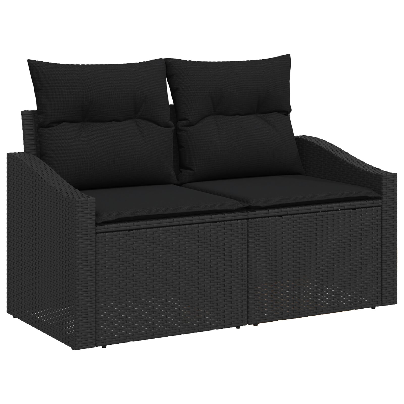 Set da giardino 7 pezzi con cuscini in polyrattan nero - immagine 4