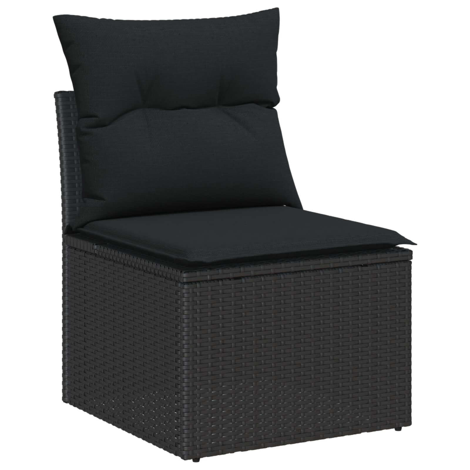 Set da giardino 7 pezzi con cuscini in polyrattan nero - immagine 5