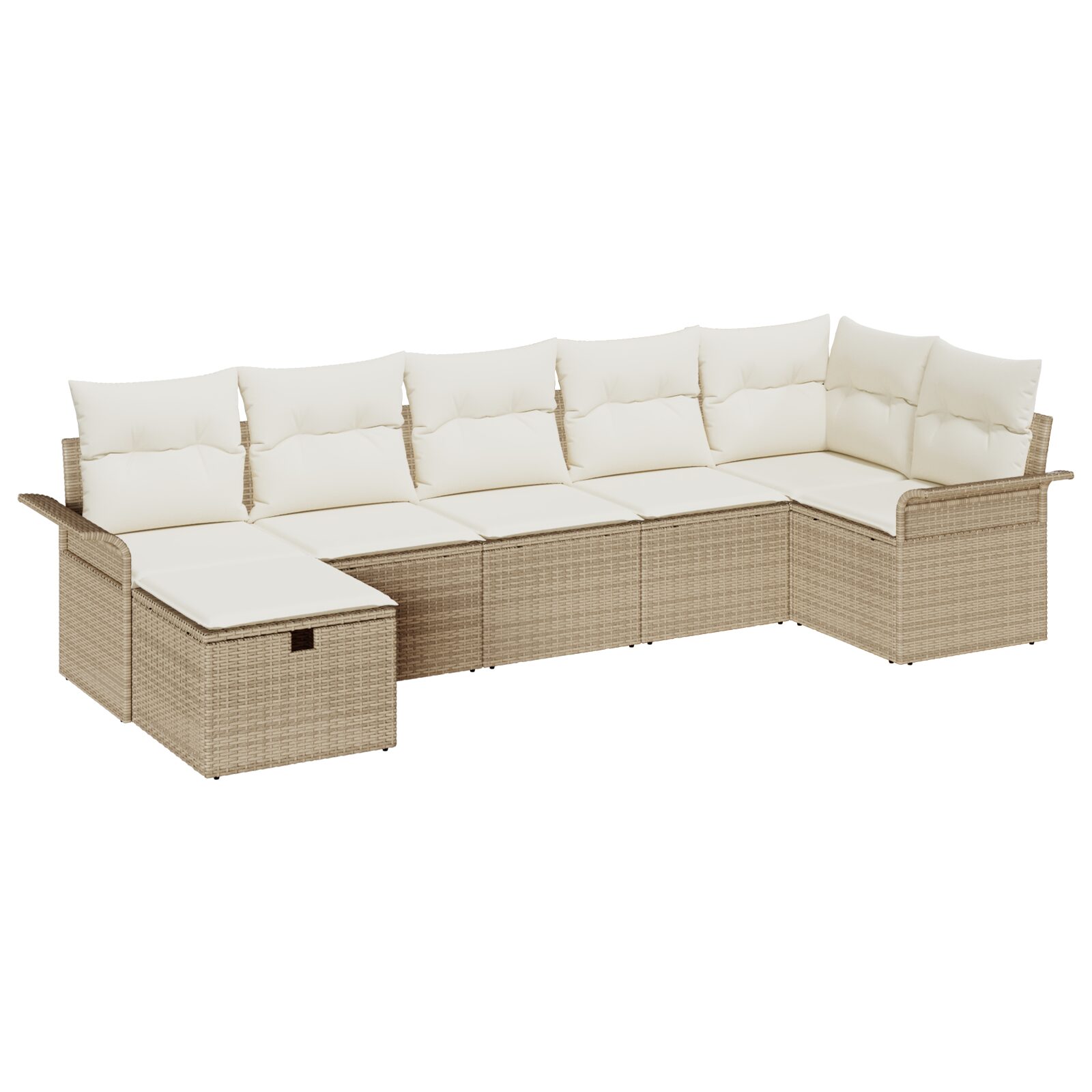 Set Divano da Giardino da 7 Pezzi con Cuscini Beige in Rattan Sintetico - immagine 2