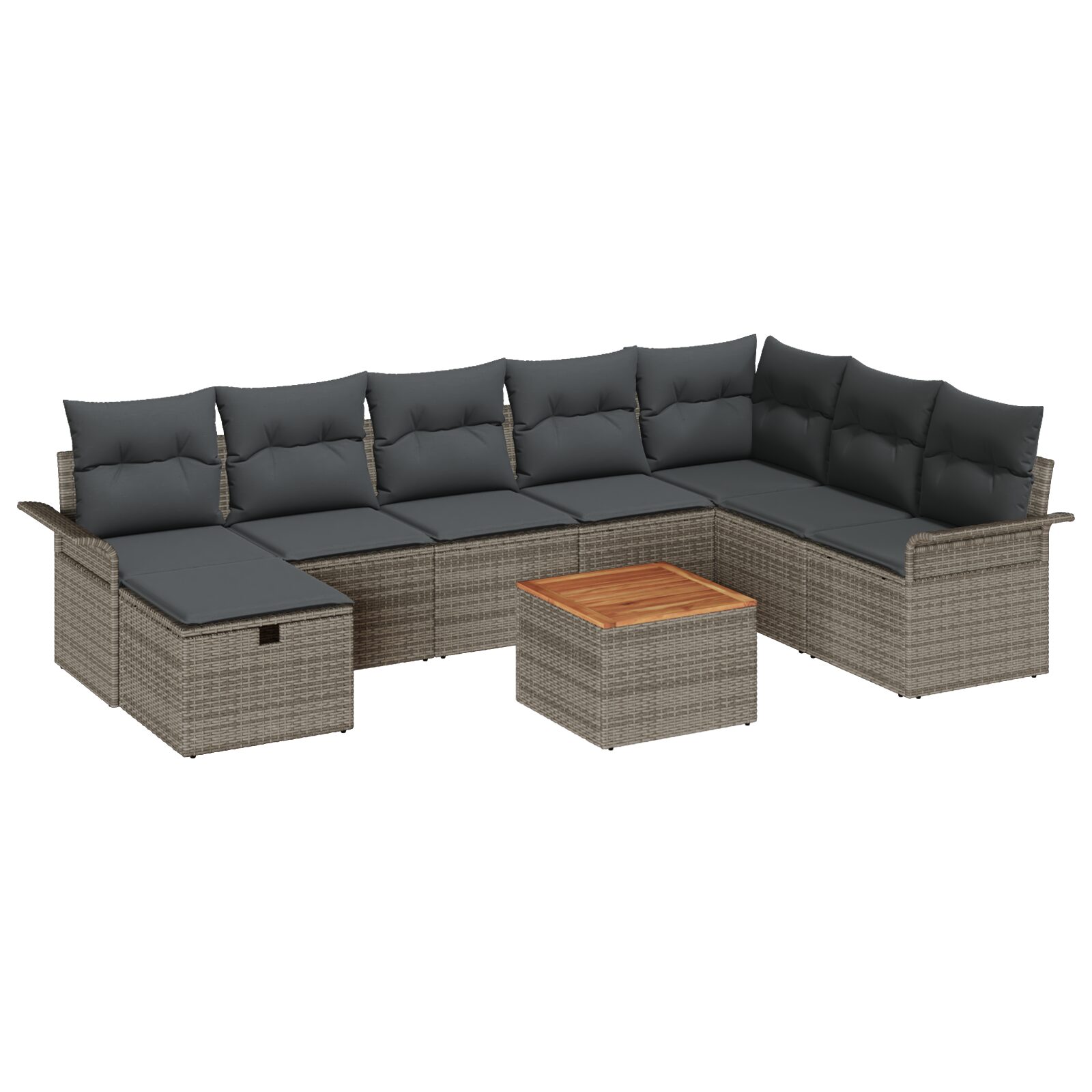 Set di Divani da Giardino 9 Pezzi con Cuscini Grigio Polyrattan - immagine 2