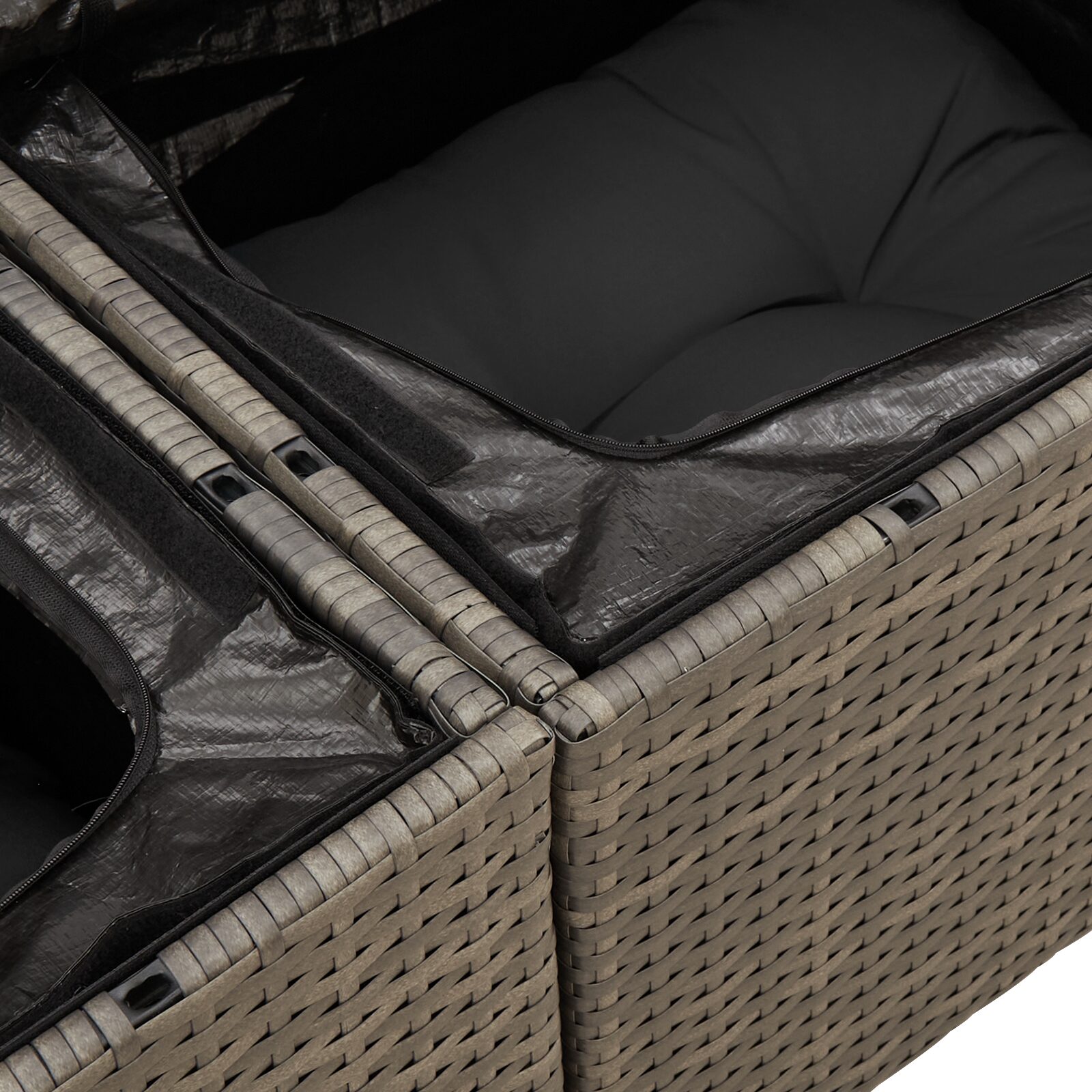 Set di Divani da Giardino 9 Pezzi con Cuscini Grigio Polyrattan - immagine 9