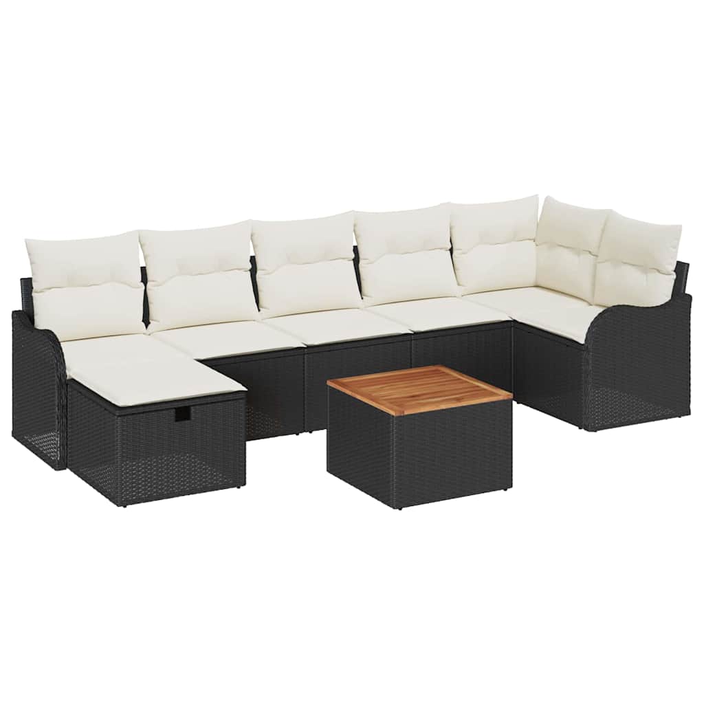 Set Divani Giardino 8 pezzi con Cuscini Nero Rattan Polietilene - immagine 2