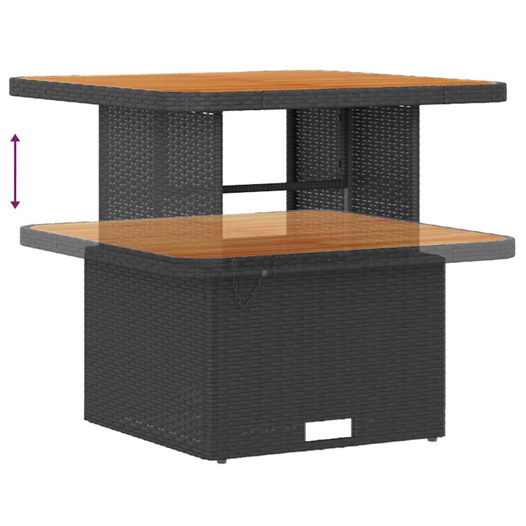 Set di divani da giardino 9 pezzi con cuscini in polyrattan nero e legno di acacia - immagine 8