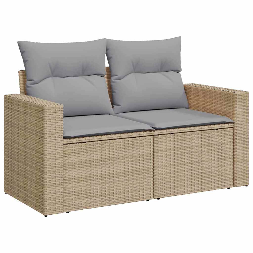 Set Divano da Giardino 10 Pezzi con Cuscini Beige Polyrattan Acacia - immagine 4