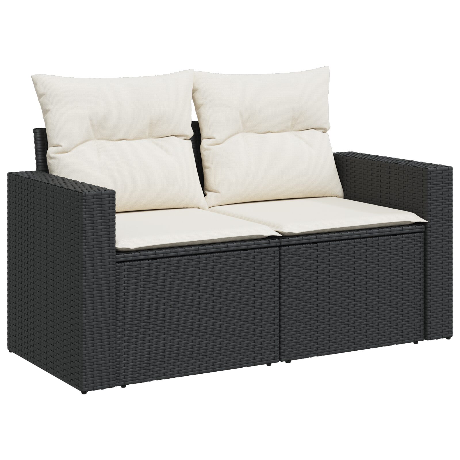 Set di divani da giardino 9 pezzi con cuscini Nero Polyrattan Acacia - immagine 4