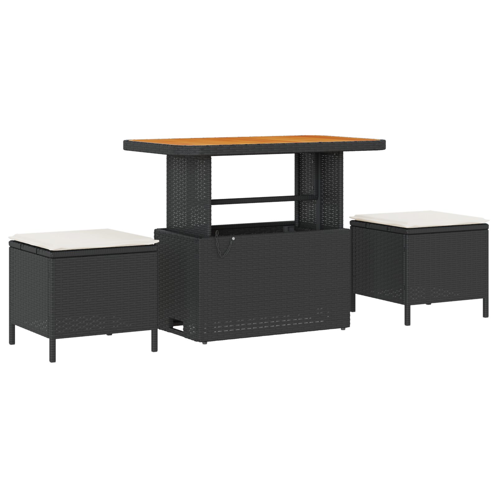 Set di divani da giardino 9 pezzi con cuscini Nero Polyrattan Acacia - immagine 7