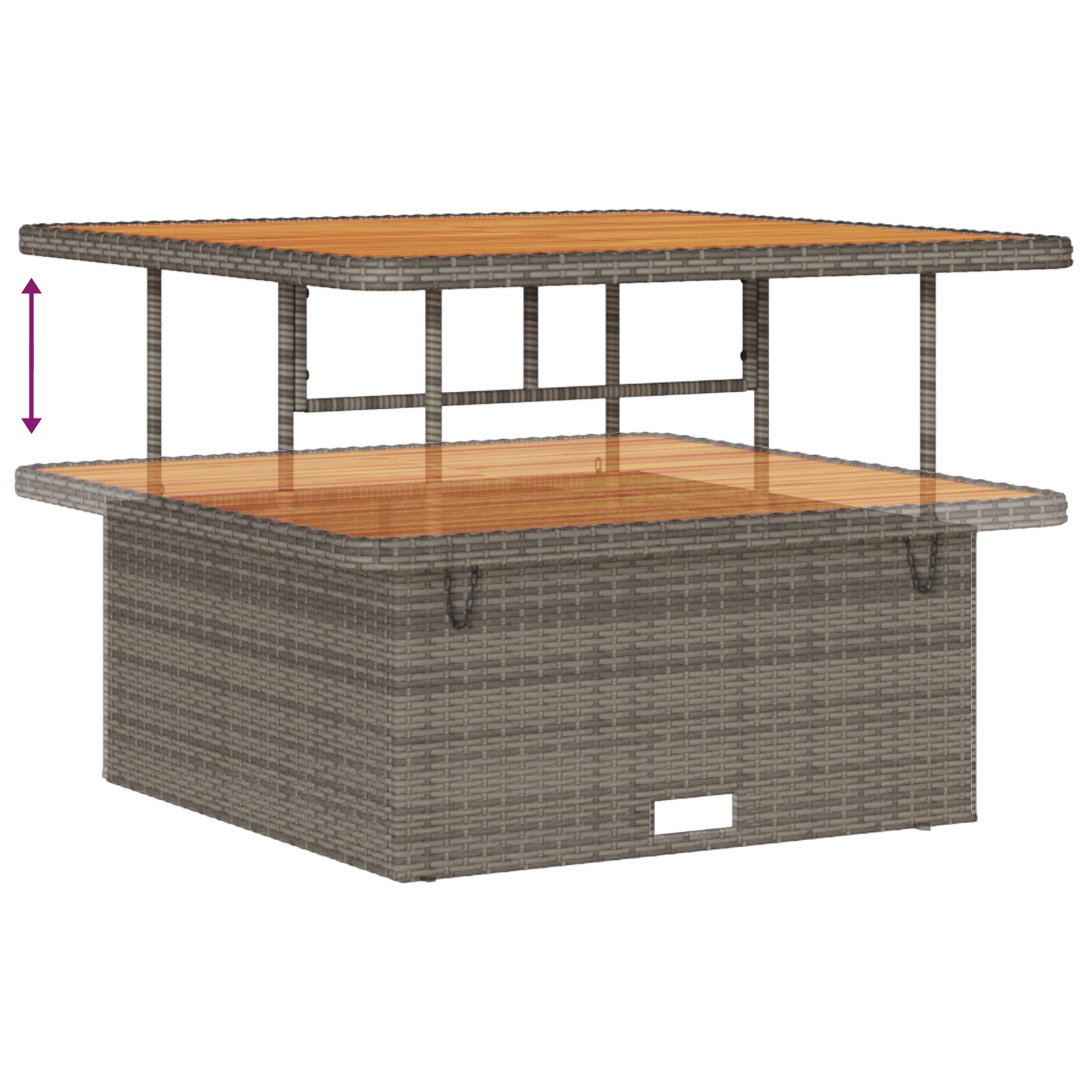 Set Divano da Giardino 9 Pezzi con Cuscini Polyrattan Grigio Acacia - immagine 9