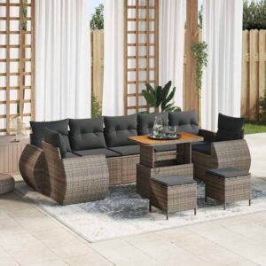 Set Divano da Giardino 10 pcs Grigio 90 x 55 x 71 cm