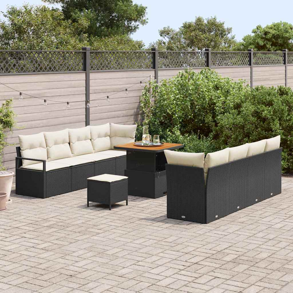 Set Divano da Giardino con cuscino Nero 80 x 80 x 71 cm - immagine 3
