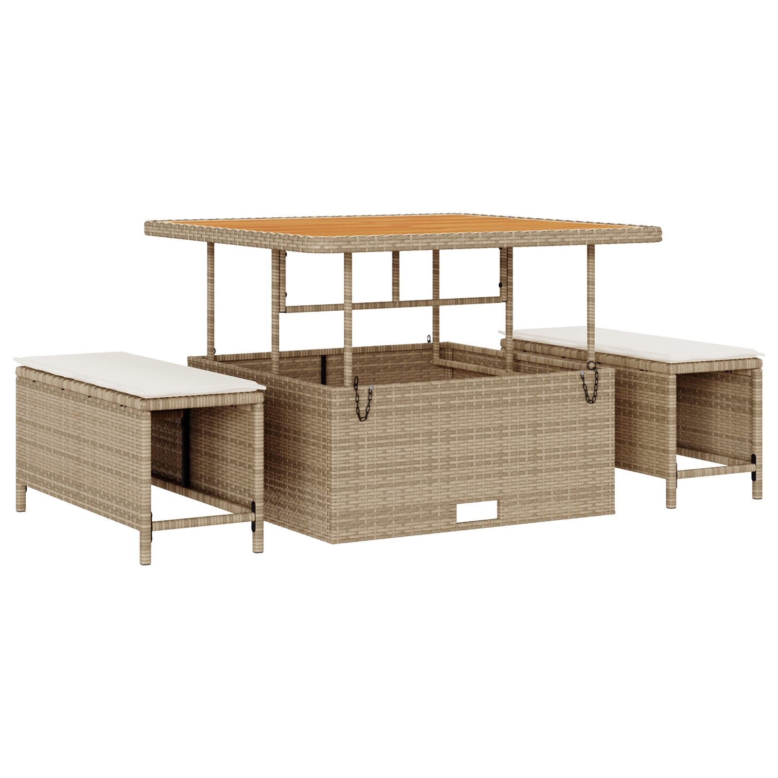 Set di divani da giardino 8 pezzi con cuscini beige in rattan polimerico Acacia - immagine 5