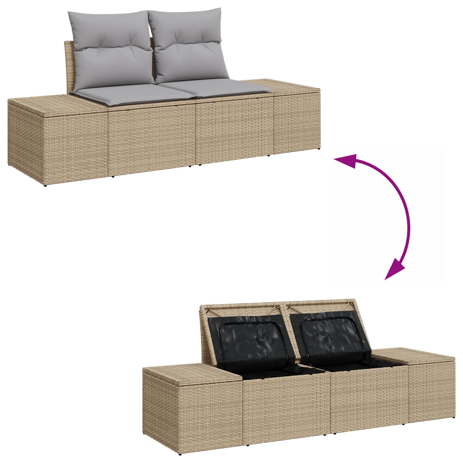 Set Divano da Giardino 8 Pezzi con Cuscini Beige Polyrattan Acacia - immagine 9