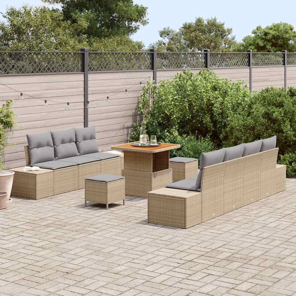 Set Divano da Giardino con cuscino 10 pcs Beige e Grigio Chiaro - immagine 3