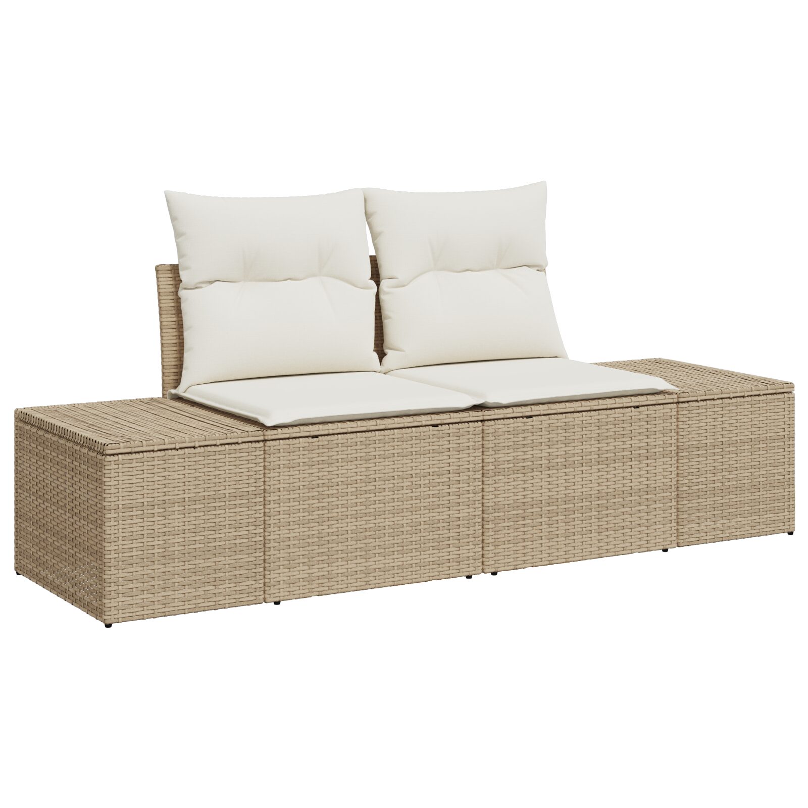 Set Divano da Giardino 9 Pezzi con Cuscini in Polyrattan Beige Acacia - immagine 4