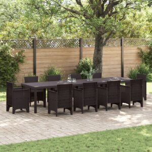 Tavolo da Giardino Marrone 350x100x73 cm Polirattan