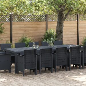 Set da Pranzo Giardino 13 Pezzi Antracite Poly Rattan