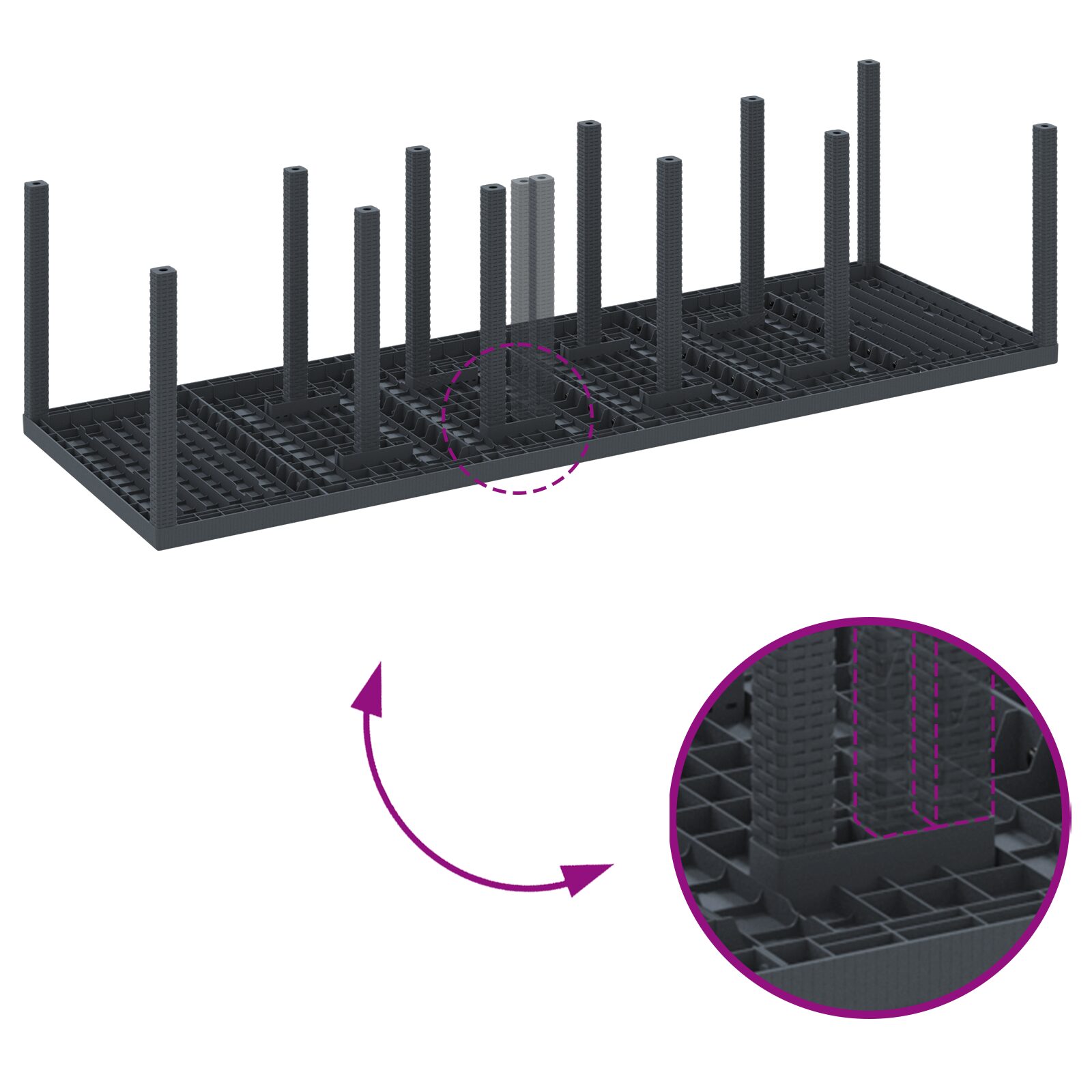 Set da Pranzo Giardino 13 Pezzi Antracite Poly Rattan - immagine 9