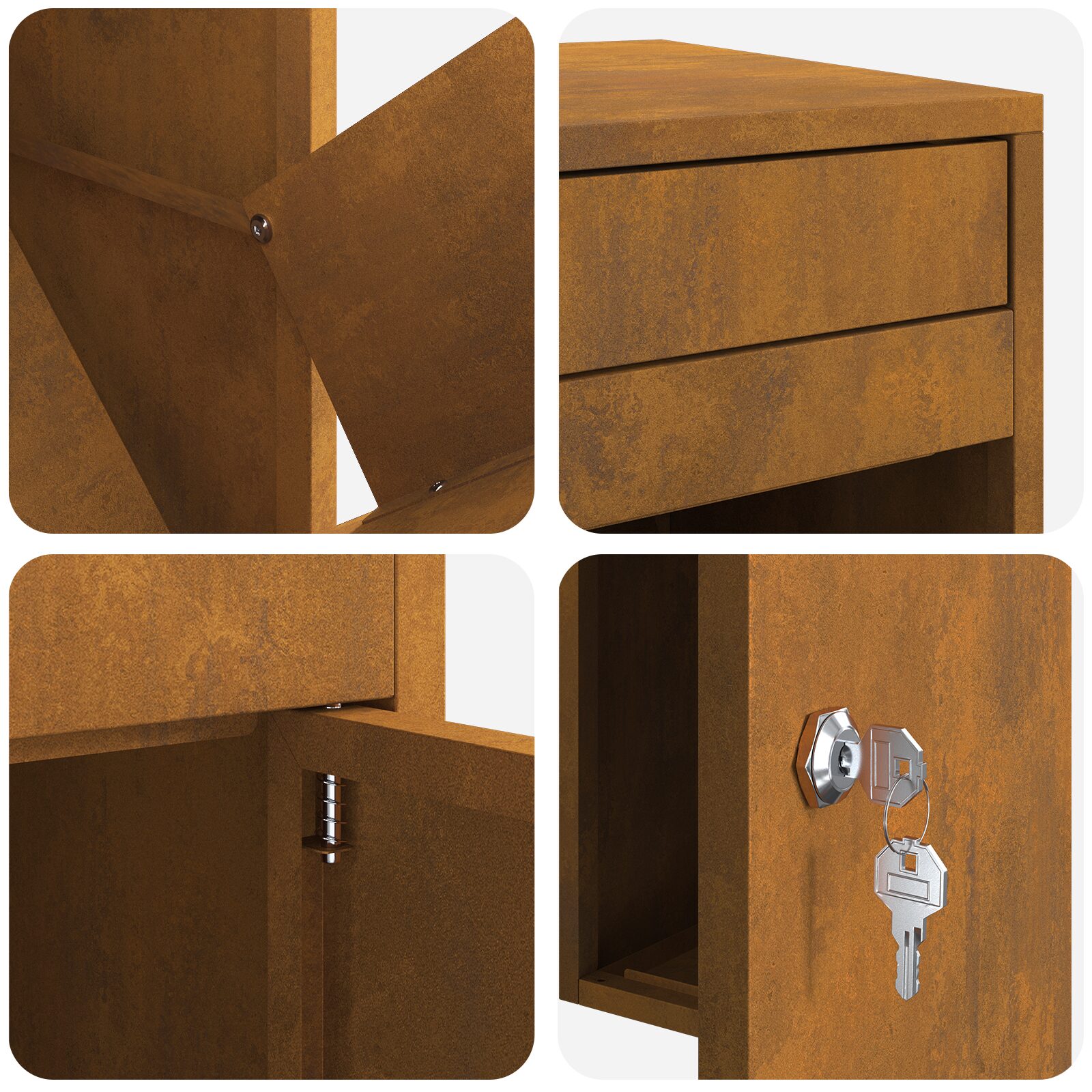 Cassetta per pacchi Ruggine 41 x 38 x 103 cm acciaio corten - immagine 9