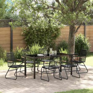 Set da Pranzo per Giardino 5 pcs Nero Rattan in PVC