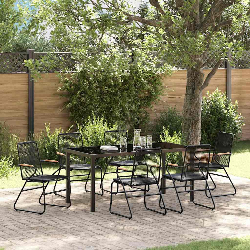 Set da Pranzo per Giardino 5 pcs Nero Rattan in PVC