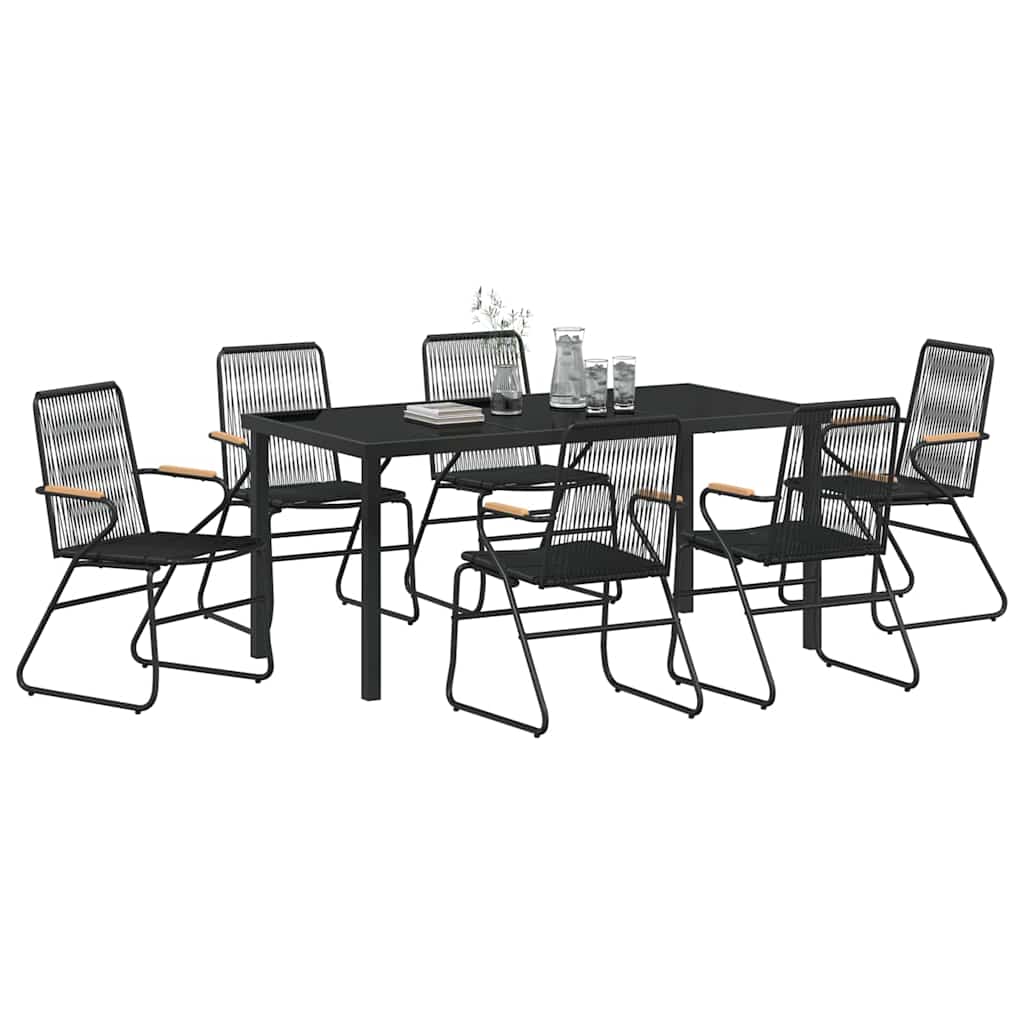 Set da Pranzo per Giardino 5 pcs Nero Rattan in PVC - immagine 3