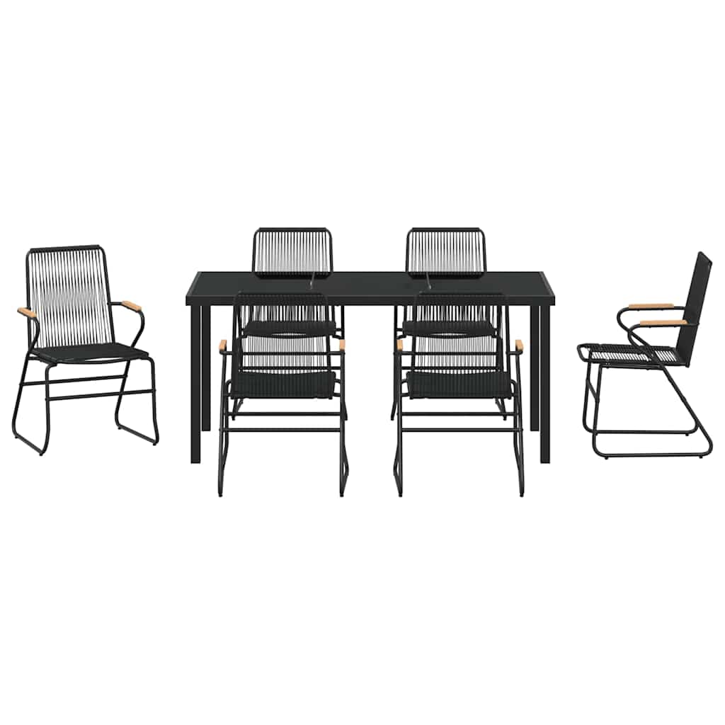 Set da Pranzo per Giardino 5 pcs Nero Rattan in PVC - immagine 7