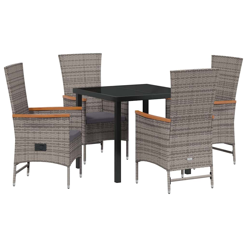 Set da Pranzo per Giardino con cuscino 3 pcs Grigio Poly Rattan - immagine 2