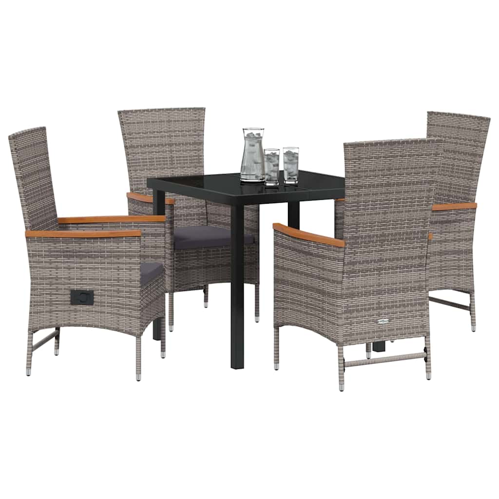Set da Pranzo per Giardino con cuscino 3 pcs Grigio Poly Rattan - immagine 3