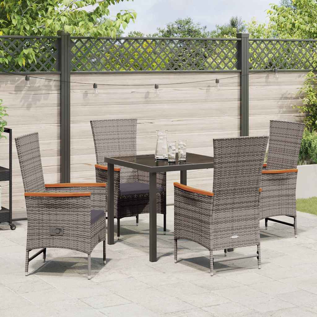 Set da Pranzo per Giardino con cuscino 3 pcs Grigio Poly Rattan - immagine 4