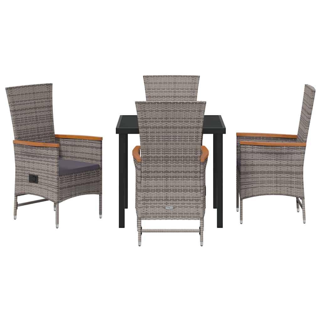 Set da Pranzo per Giardino con cuscino 3 pcs Grigio Poly Rattan - immagine 7