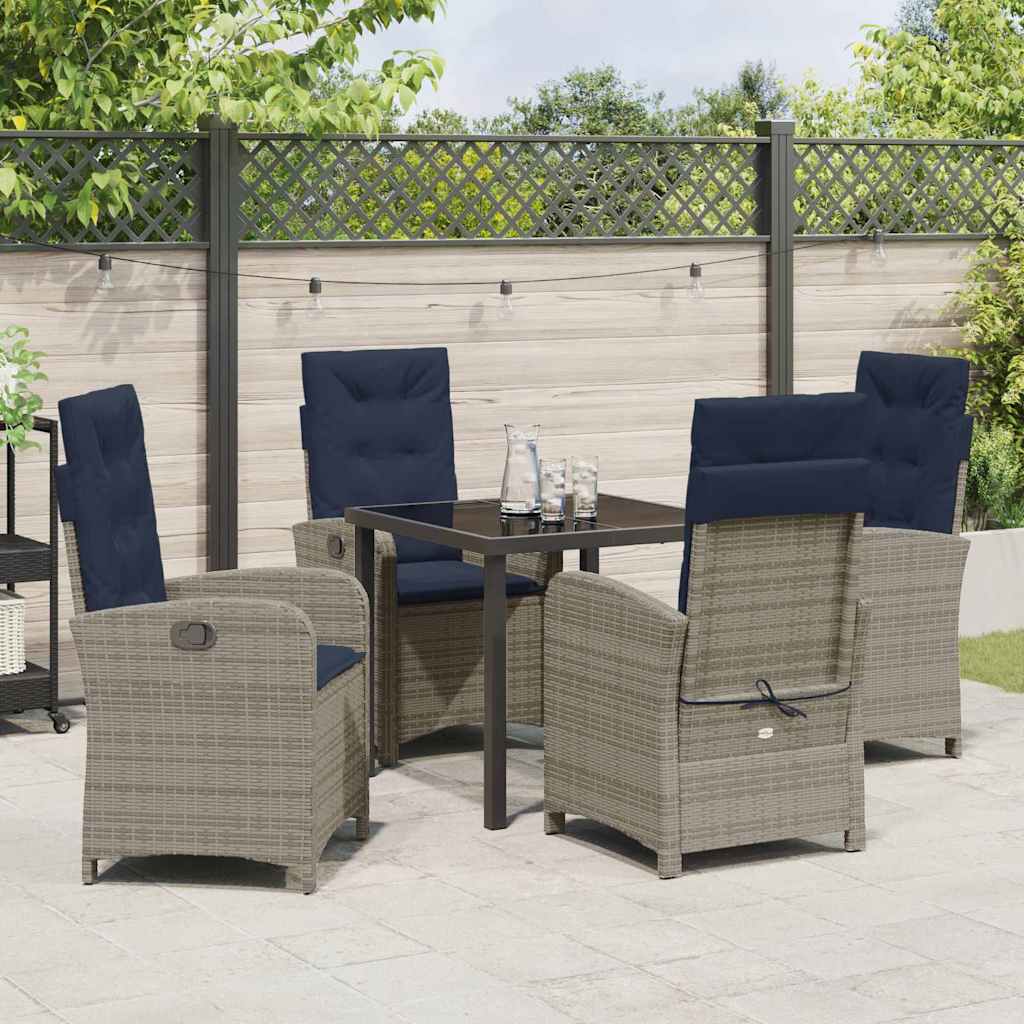 Set da Pranzo per Giardino 5 pcs Grigio polyrattan - immagine 4